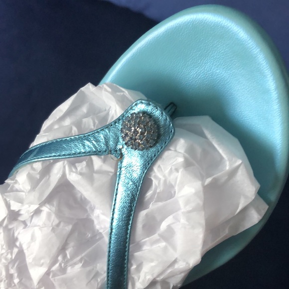 Metallic Blue Flip Flops with Rhinestone 8M - Picture 14 of 16